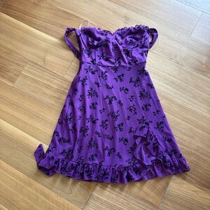 NWT FASHION NOVA Julia Flocked Mini Dress Violet